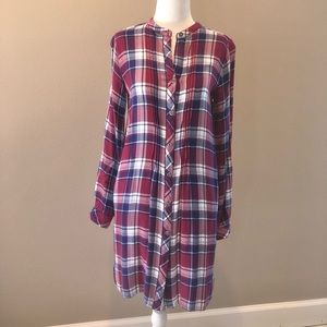 NWOT Max Jeans Plaid Adjustable Sleeves Pocket Dress - Size: XS